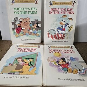 Lot Of 4 1988 Vintage Walt Disney Rhyming Reader Hard Back Kids Books
